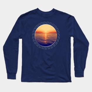 Vibrant Sunset Over The Ocean Abstract Nature Art Long Sleeve T-Shirt